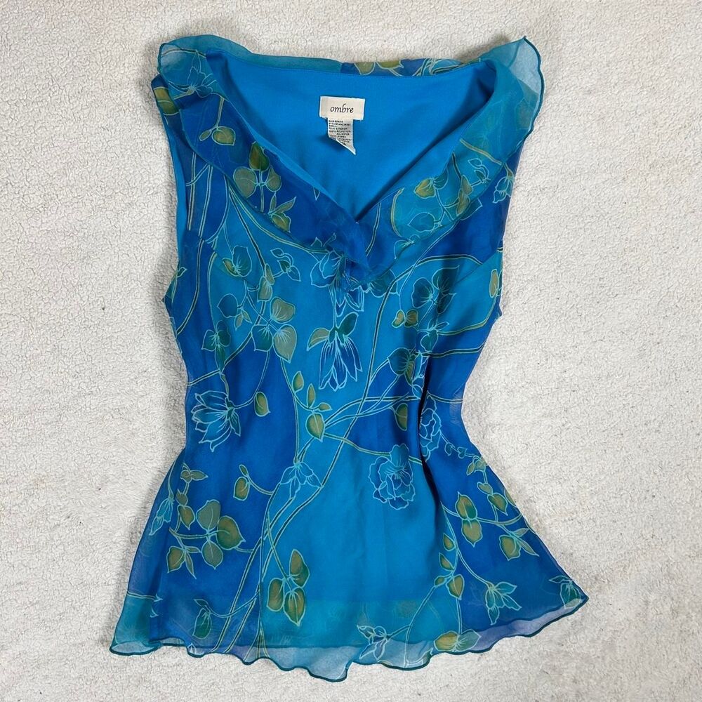Mermaid Fairy Blue Floral Ruffly Tank